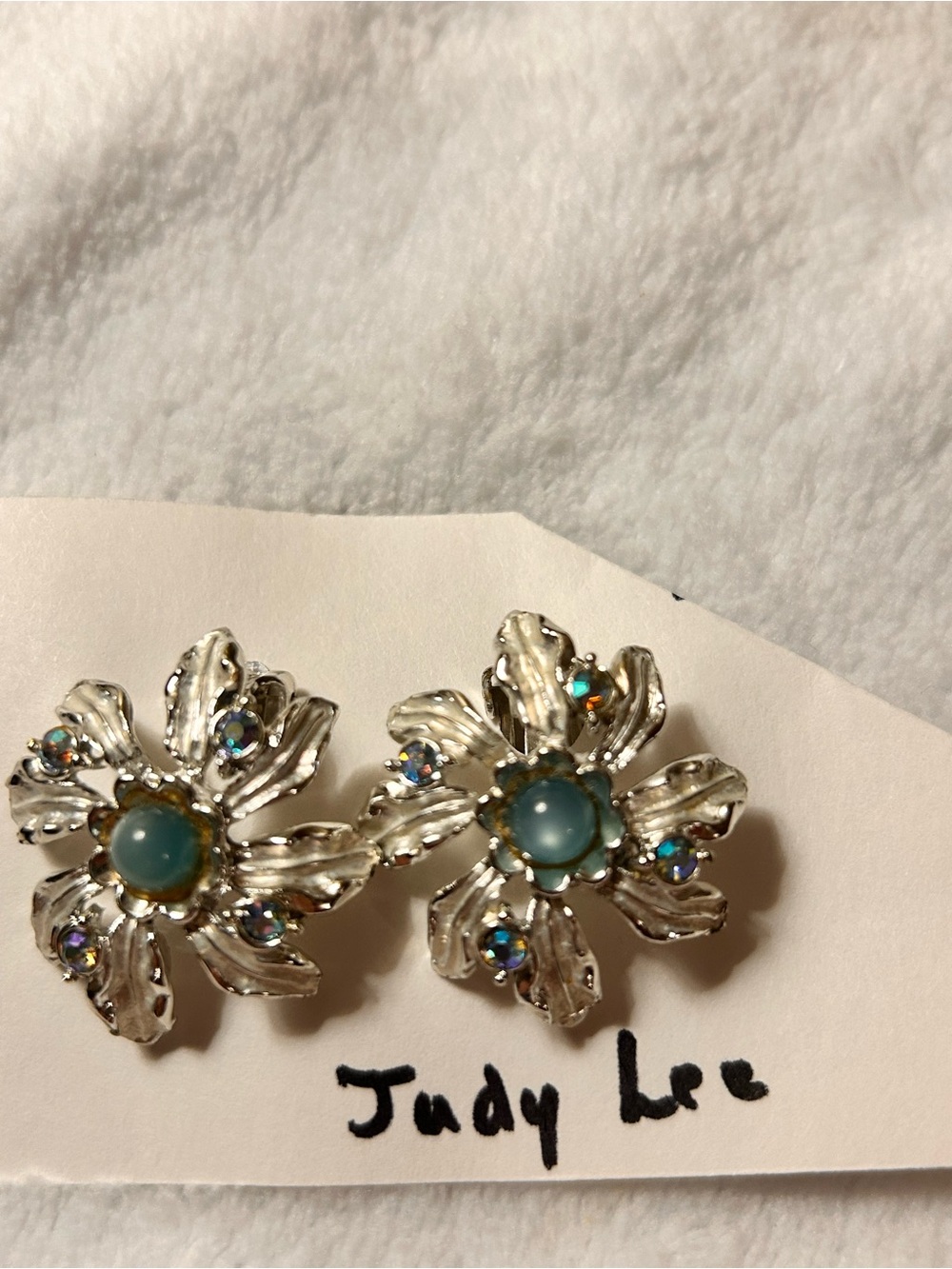 Vintage Art Deco Silver tone Earrings by JudyLee